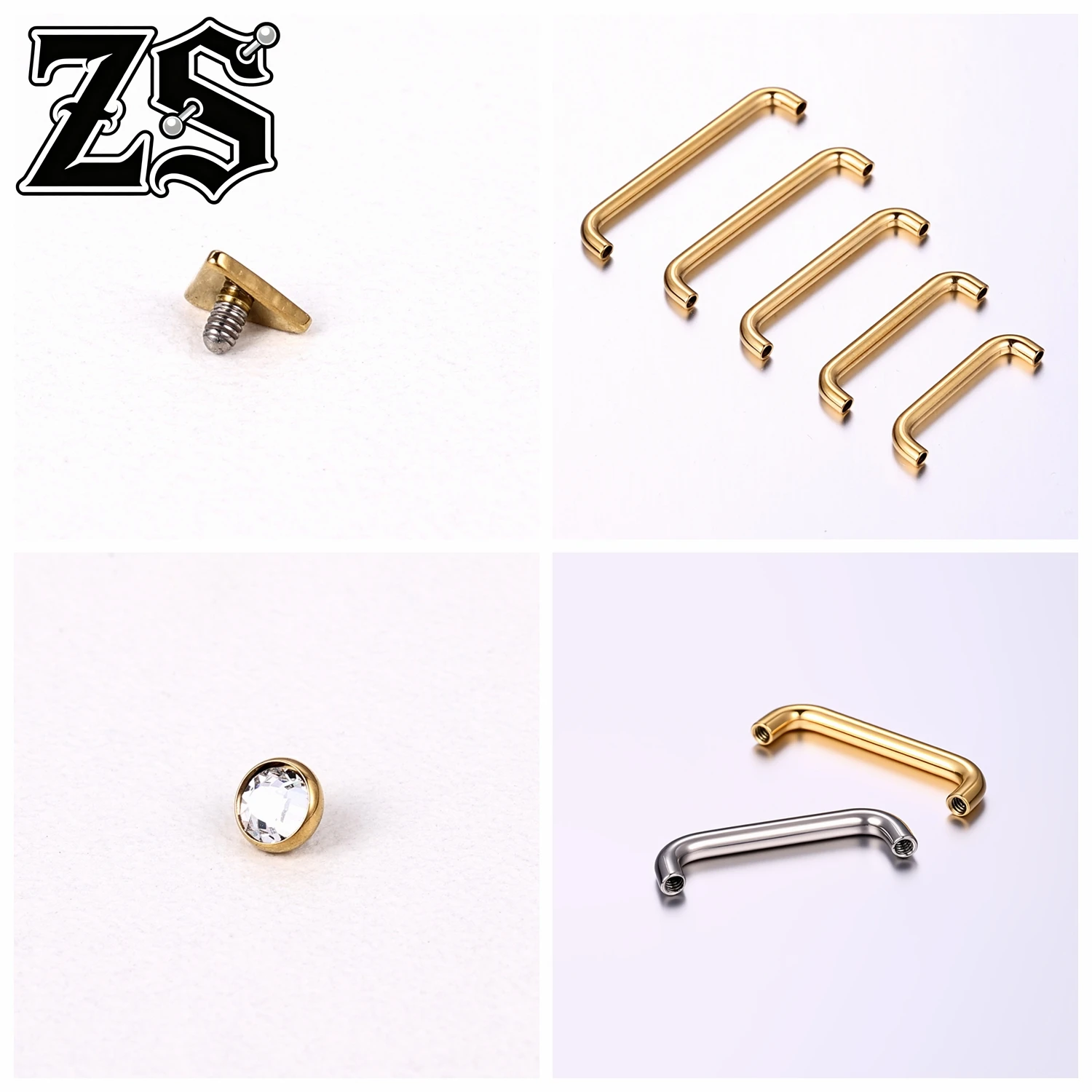 Titanium Dermal Anchor Tops, Zircon Micro Piercing