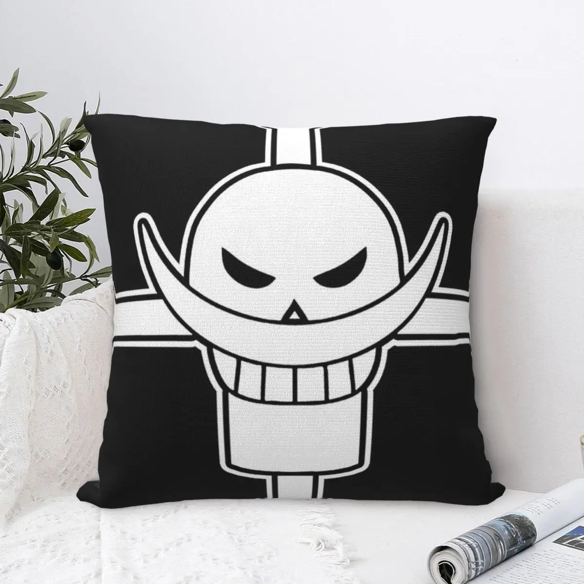 One Piece Whitebeard Flag And Collection Square Pillowcase Pillow Cover Velvet Cushion Comfort Throw Pillow For Home Bedroom