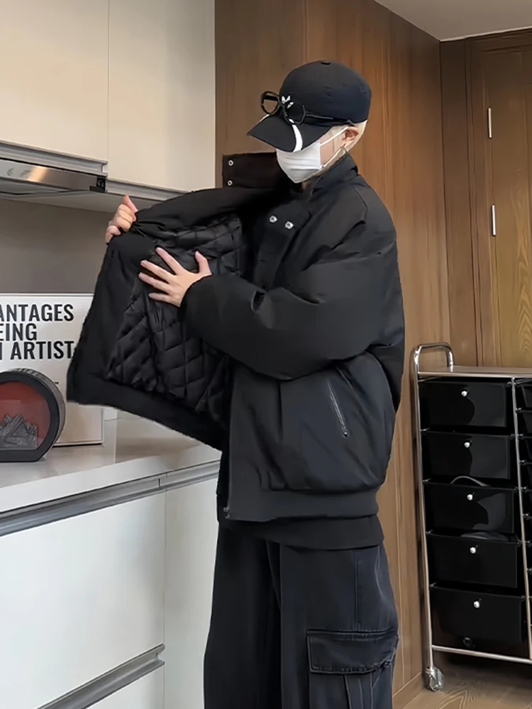 

Men's Thiened Winter Jaet Waterproof Windproof Cotton Padded Stand Collar Zipper Closure Casual Sle Faion Urban