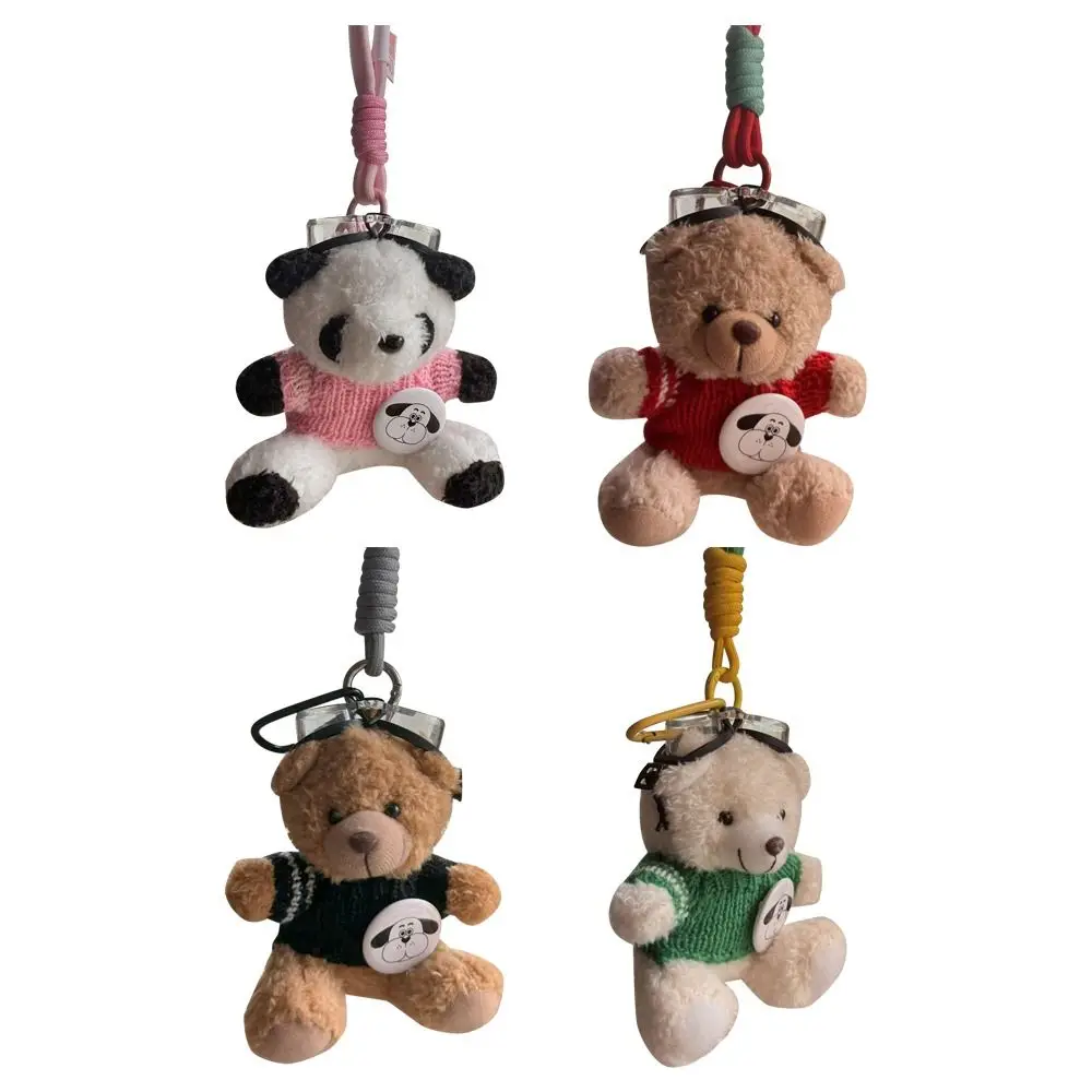 Cool Cute Keychain Bag Accessories Hangings Ornament Pilot Bear Keychain Plush Bear Key Ring Car Keys Accessories