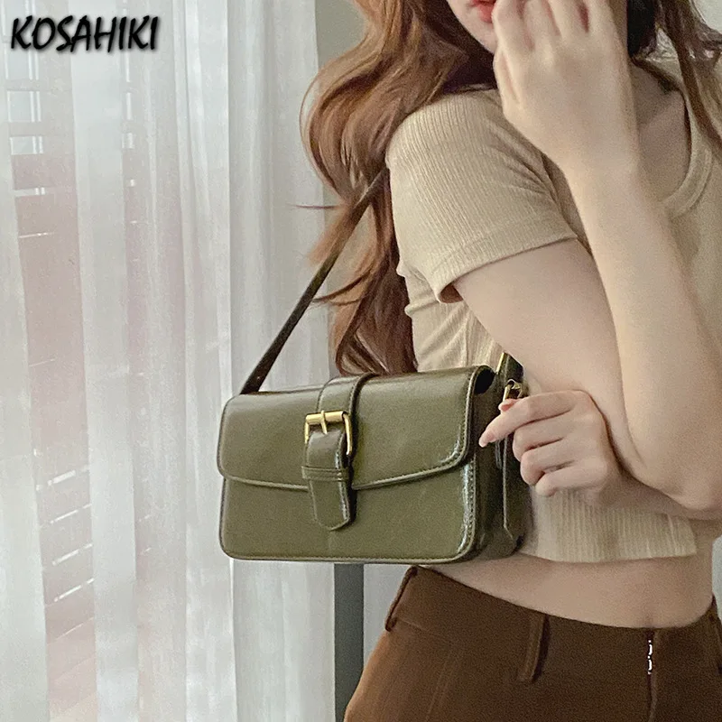 Vintage All Match Solid Women\'s Handbags Simple Casual Shoulder Underarm Bag Korean Fashion Trendy Crossbody Bags Y2k Aesthetic