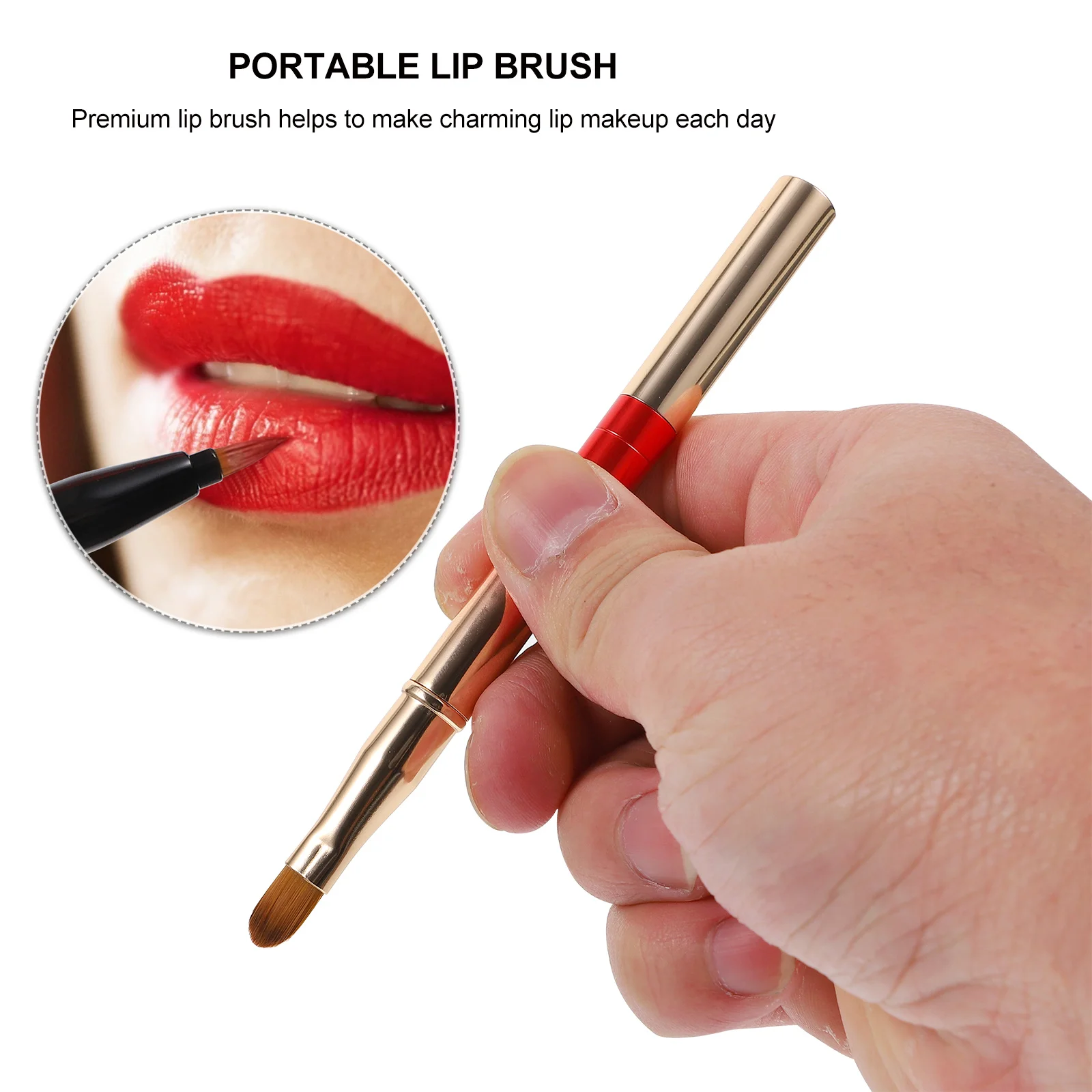 2 個両端リップブラシ格納式プレミアムメイクアップツールリップグロスコンシーラー適用用ポータブルコンパクトデザイン柔軟