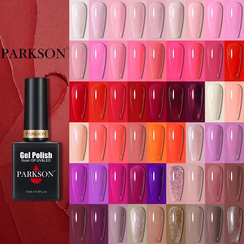 Parkson Rood Nude Paarse Gel Polish Glitter Nail Art Semi-Permanente Doorweekt Led Uv-Top-Base Lak Langdurige Manicure