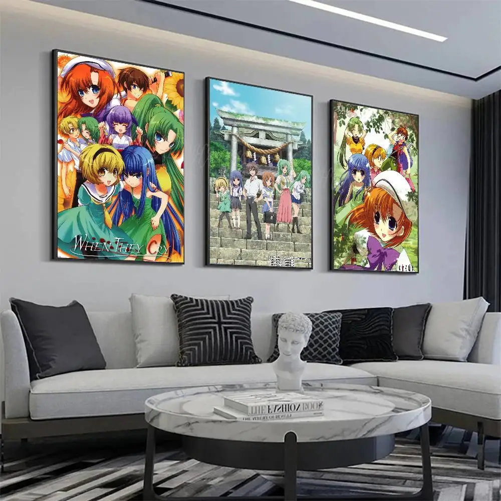Anime When They Cry Posters Living Room Bar Cafe Quality Canvas Vintage Style Comics Painting Art Home Wall Decor Picture
