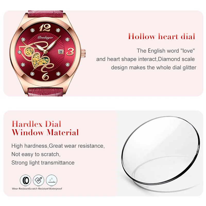 POEDAGAR Elegant Ladies Watch Small Dial Luxury Rose Gold Leather Strap Female Watches Top Brand Waterproof Quartz Clock Women