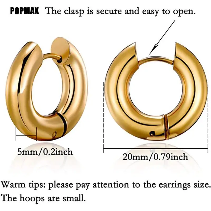 POPMAX Ladies Big Hoops Gold Circle Ring Earrings 2023 New Trendy Real Gold Plated Round Hoop Earrings For Women Girls