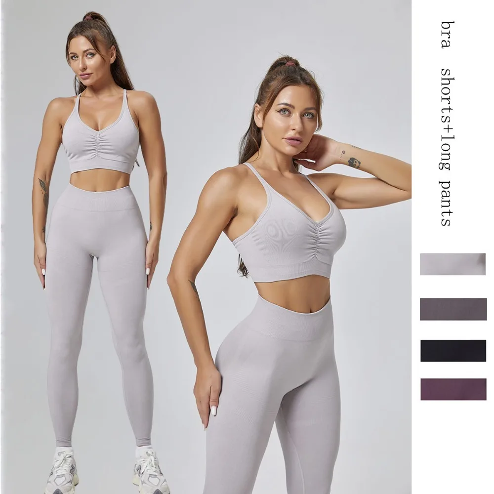 

Новый комплект для йоги и фитнеса 2026 года: леггинсы с высокой талией и эффектом пуш-ап, сексуальный облегающий топ, идеально подходит для занятий спортом на улице.