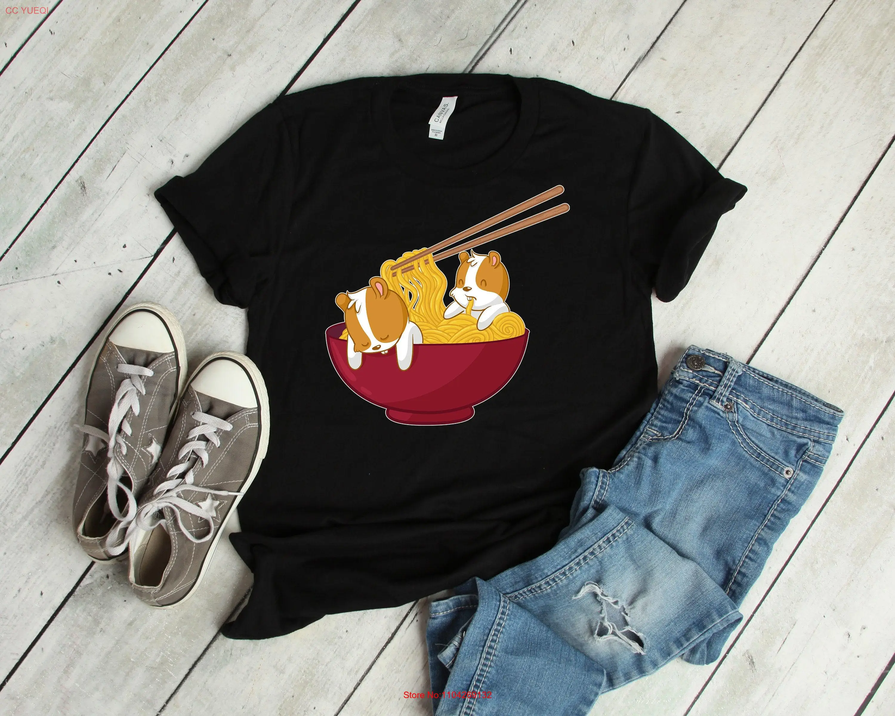 Hamster Japanese Chibi Ramen Bowl Noodles Lover T Shirt Kids Anime SweaT Kawaii Pho s long or short sleeves