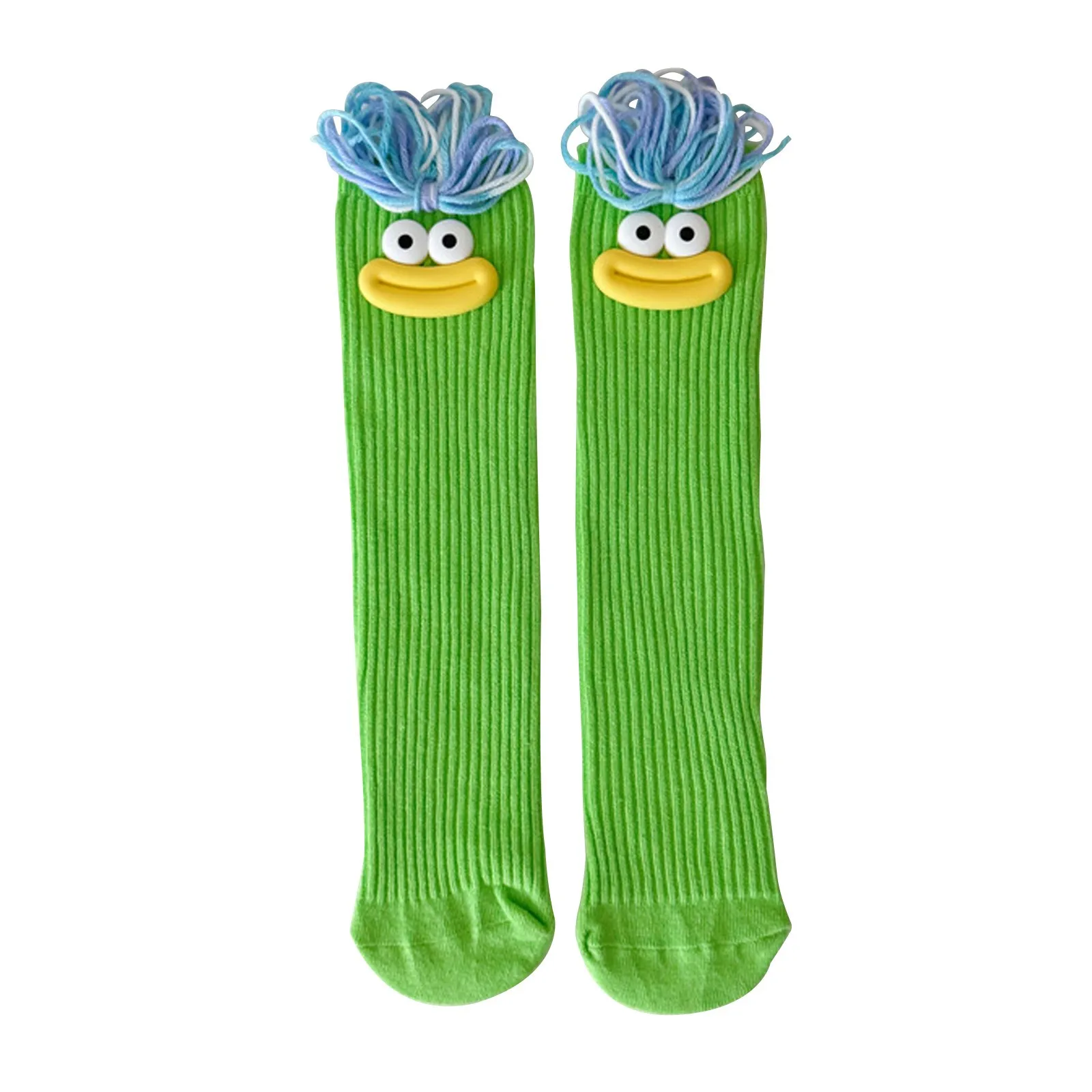 Frau Mittlere Länge Kawaii Cartoon Bunte Socke Mädchen Großen Mund Zöpfe Lustige Baumwolle Lange Socken Weibliche Nette Über Knie Hohe Strümpfe – Detail 10