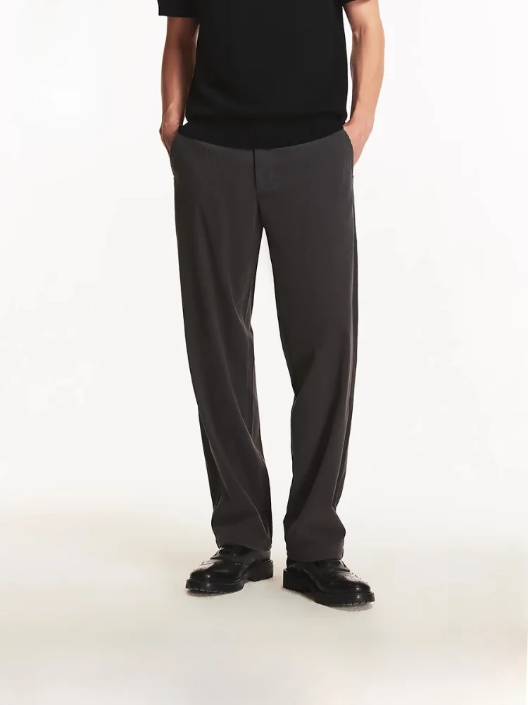 

Comfortable Straight Leg Casual Pants Men's Simple Sle Youthful Polyester Fiber Low Waist Long Trousers for Daily Wear