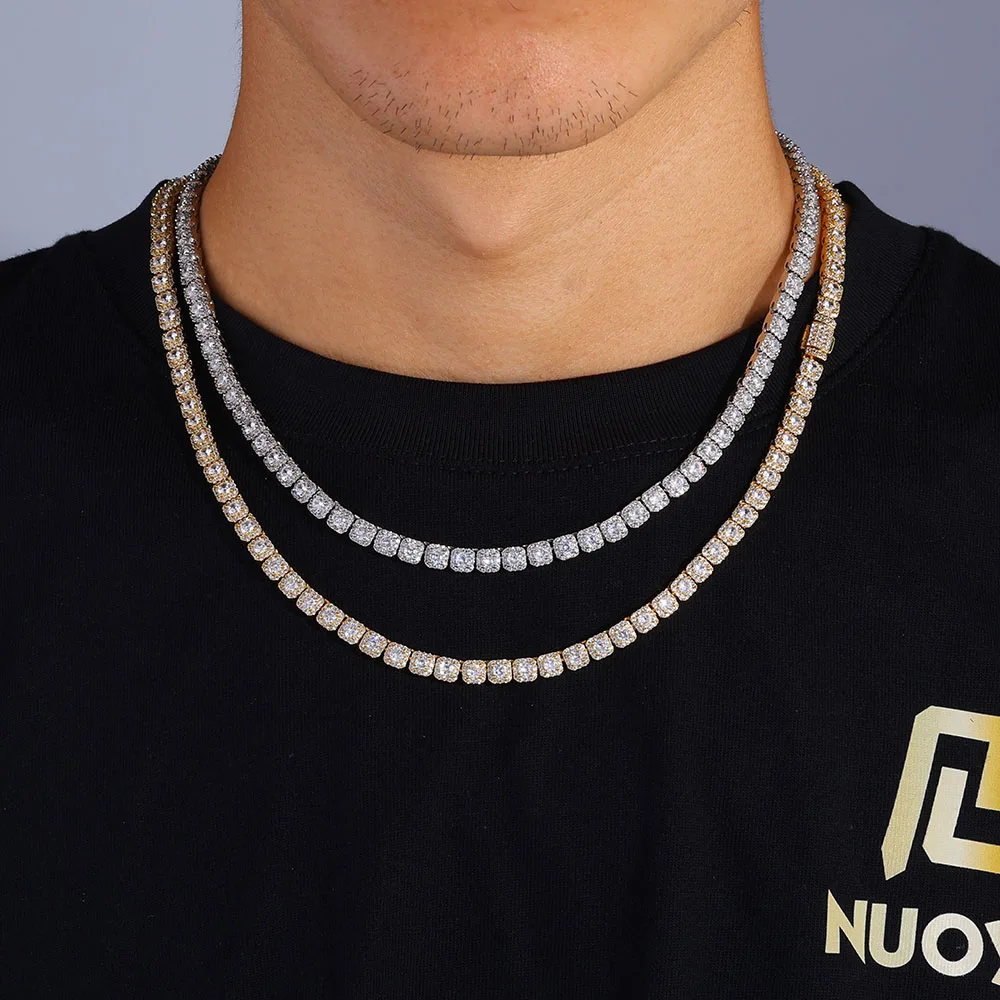 ICEBLING 5Mm Brass Moissanite Tennis Necklace With Ice Sensation Gold-Plated And Silver Plated VVS1 Men's And Women's Necklaces