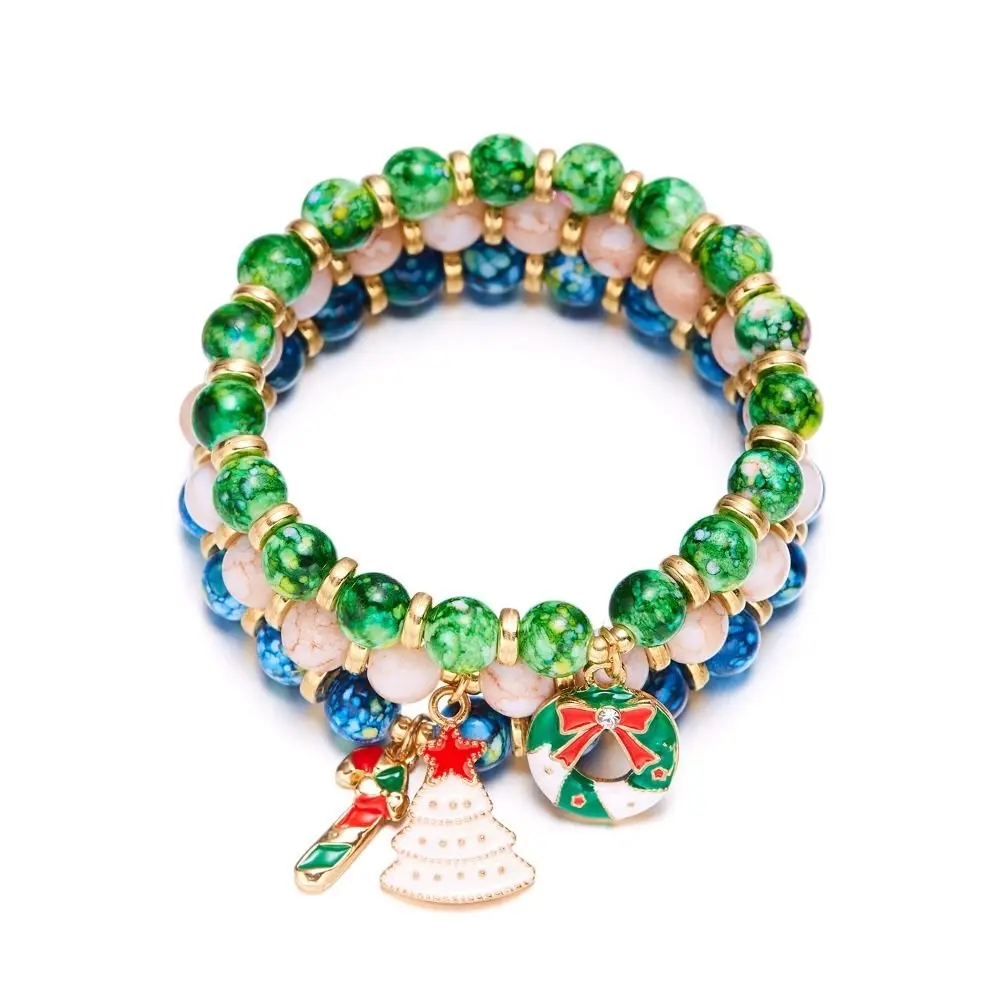 

Cute Christmas Bracelets Hand Decoration Snowman Acrylic Beaded Bracelet Christmas Tree Santa Claus Letter Elastic Bracelet