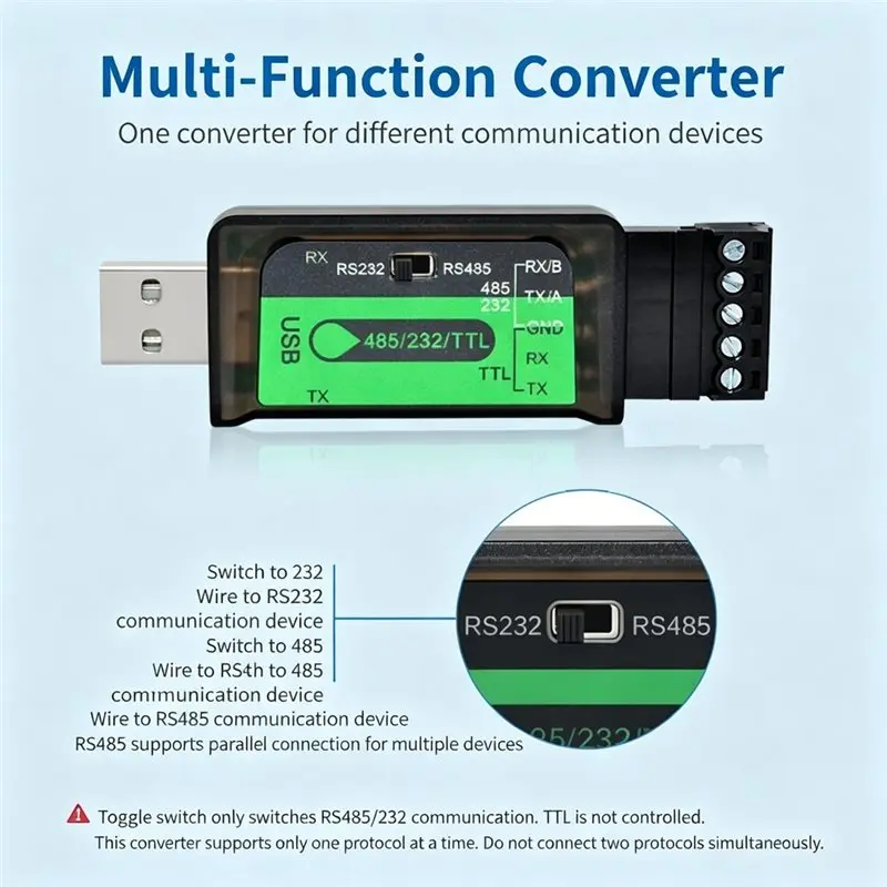 AT82-CH340 TTL Serial Signal Switch Converter USB To RS232 RS485 Adapter Replacement Spare Parts