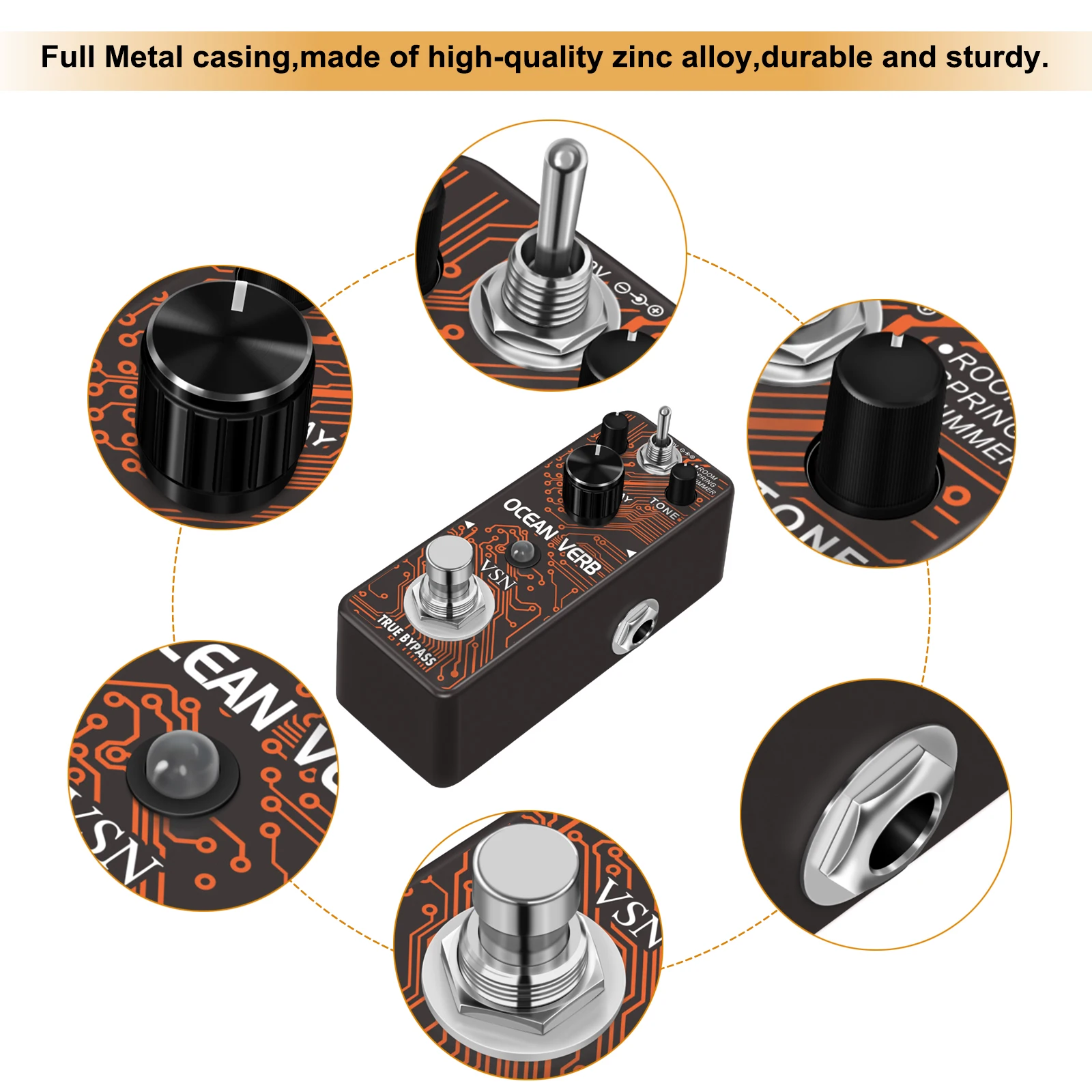 VSN Elektrische Gitaar Pedaal Reverb Effecten Digitale Oceanen Effector Pedalen Para Guitarra Metal Shell Studio Voor Gitaar Bas