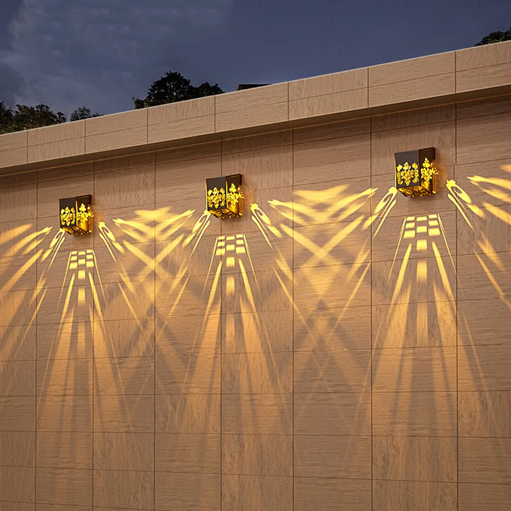 

Patio Decor Outdoor Solar Power Lights for Outdoors Powered Wall Lamp Black Fence