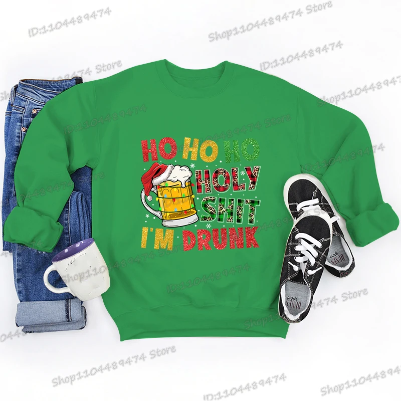 هو هو هو القرف المقدس أنا في حالة سكر مضحك طباعة بلوزات الرجال النساء فضفاض عيد الميلاد الملابس عيد الميلاد البيرة حفلة البلوز الهيب هوب القمم