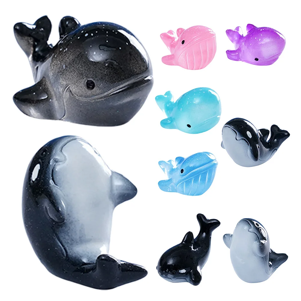 

9pcs Whale Resin Mini Fish Tank Decor Animal Dollhouse Accessories