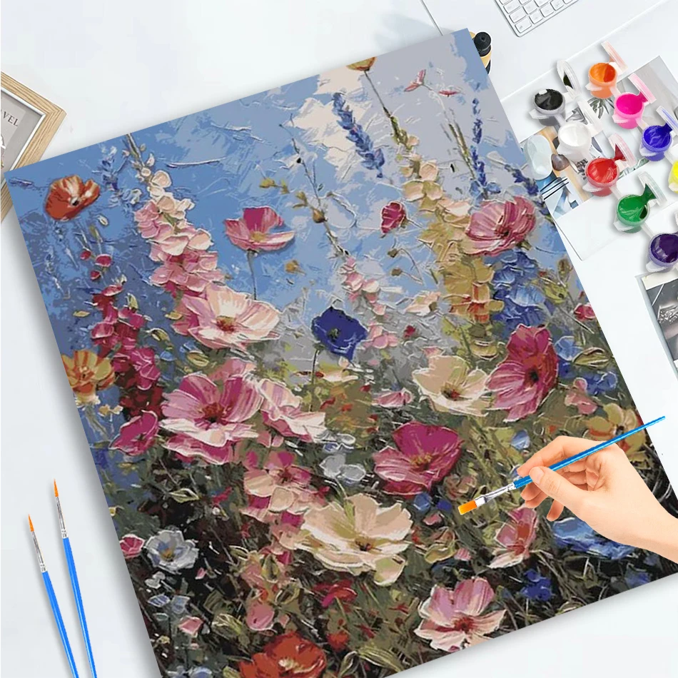 

GATYZTORY Painting By Numbers Flower Drawing On Canvas HandPainted Art Coloring By Number Kits Home Decoration DIY Gift