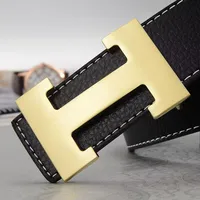 Classic Smooth Buckle Belt Men's Business Casual Letter Trendy Versatile D-Ring Belt Middle-Aged and Young Men's Belt
