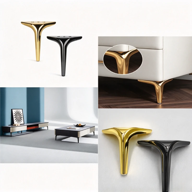 4pcs 12cm Thickened Metal Furniture Legs Heavy Duty Sofa Legs Replacement Support Feet for TV Stand,Table,Cabinet,Soft Bed