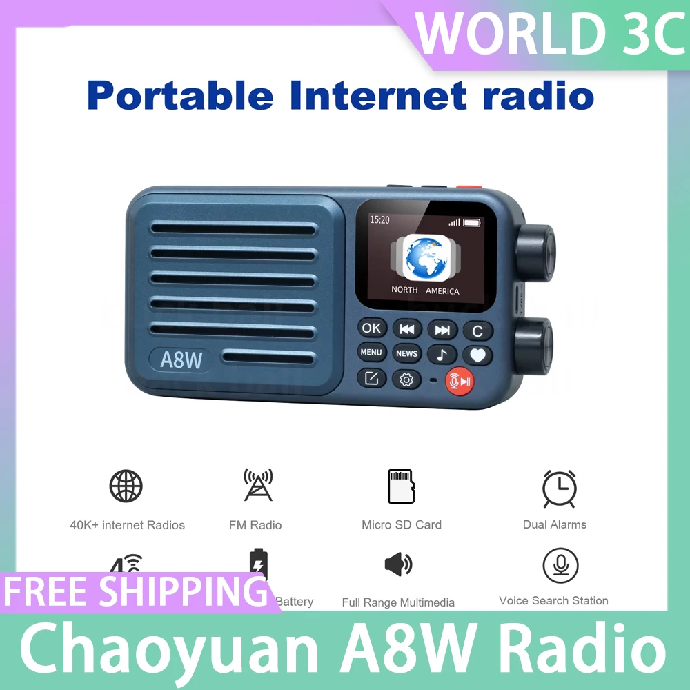 Chaoyuan A8W Radio All-Band FM Radio Card IPS Screen CHOYONG A8W Portable Outdoor Speaker Global Radio Receiver Custom Gifts