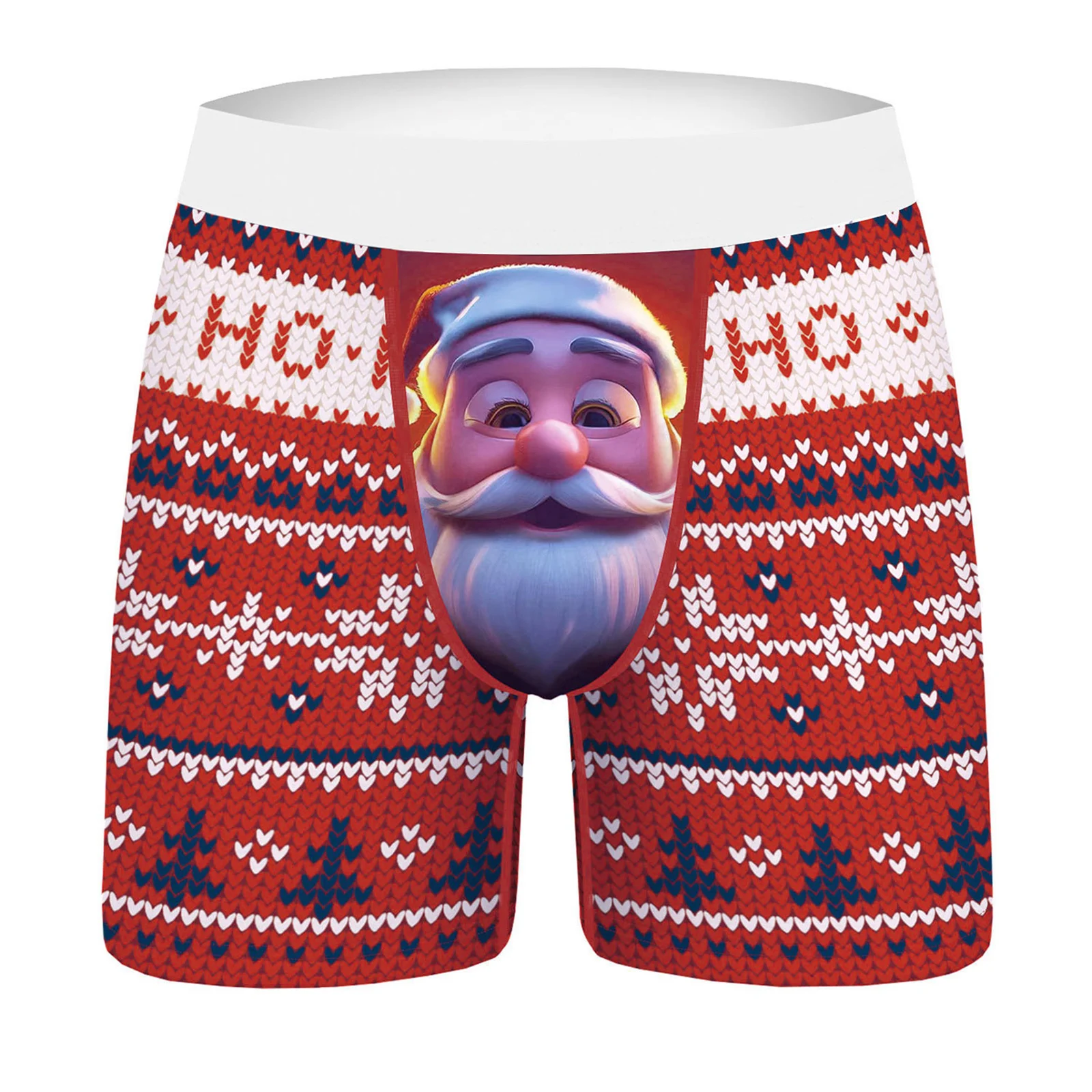 Mens Christmas Santa Clause Boxer Briefs Elastic Waist Fancy Cartoon Underwear Bottoms Shorts Funny Xmas Gift Festival Party