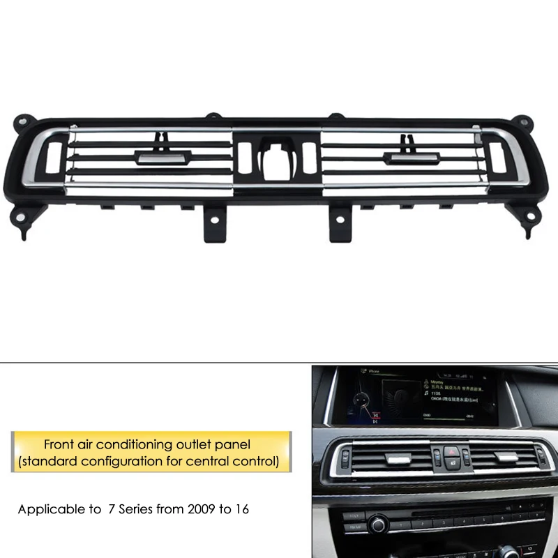 Car Central Console Air Conditioner AC Vent Grill Outlet Panel Cover for BMW 7 Series F01 F02 730 735 740, High Version