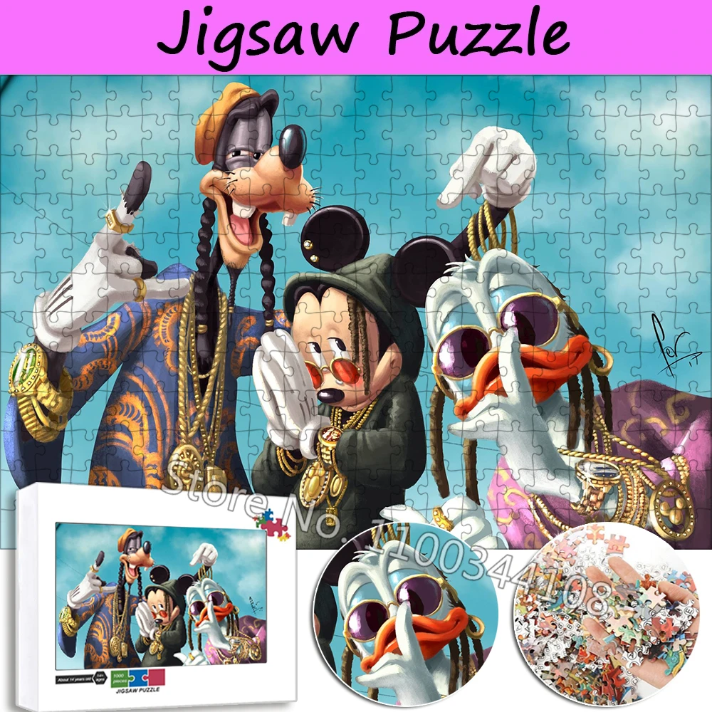 Disney Cartoon Characters Jigsaw Puzzles Mickey Mouse Donald Duck and Pluto Puzzle for Children's Gift Adult Decompression Toys