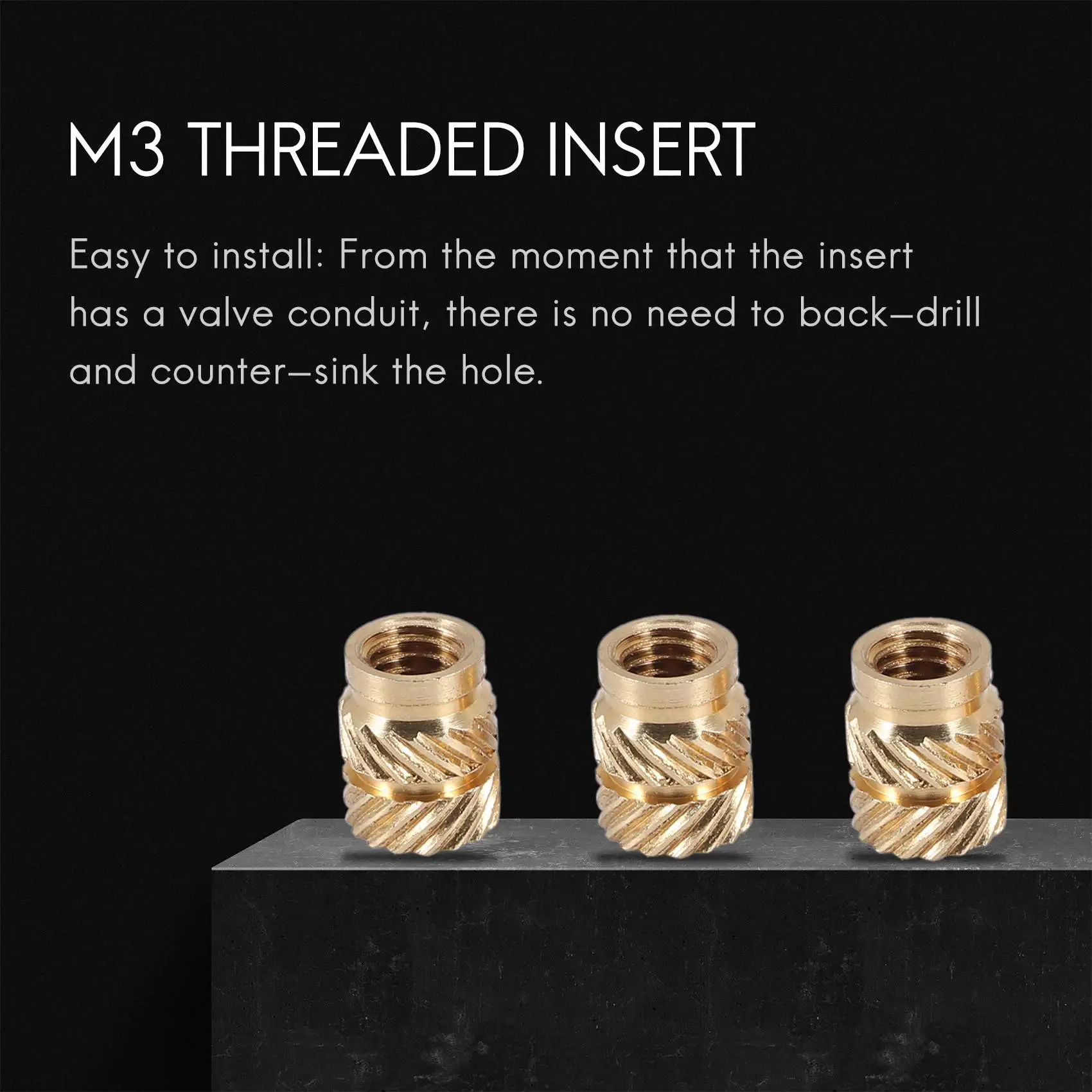 100Pcs M3 Thread Knurled Brass Threaded Heat Set Heat Resistant Insert Embedment Nut for 3D Printer