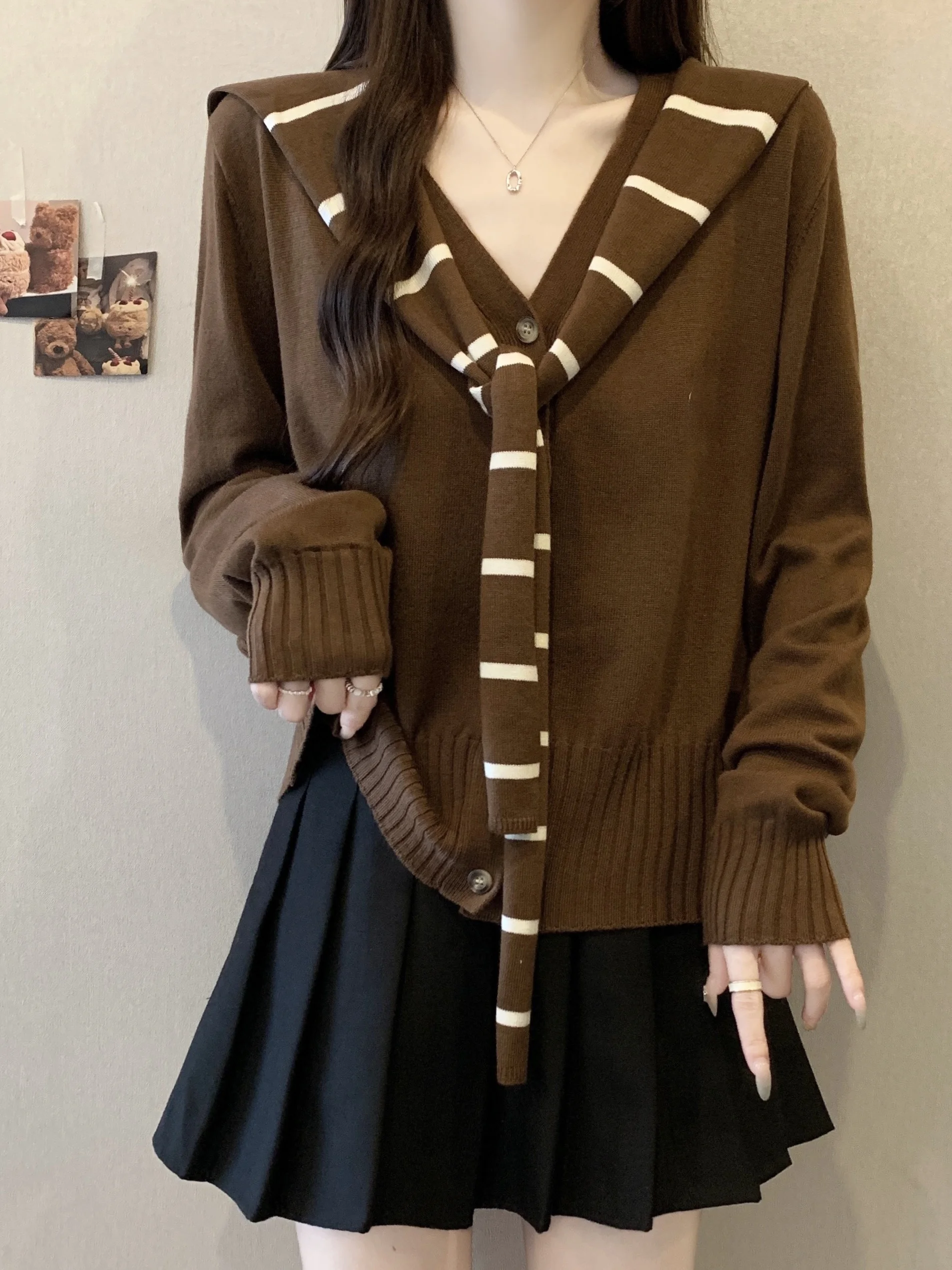 

plus Size Knitted oulder Wrap Stripe Women's Base irt Conceal Belly Slimming Autumn Winter Faion College Sle V-Ne L...