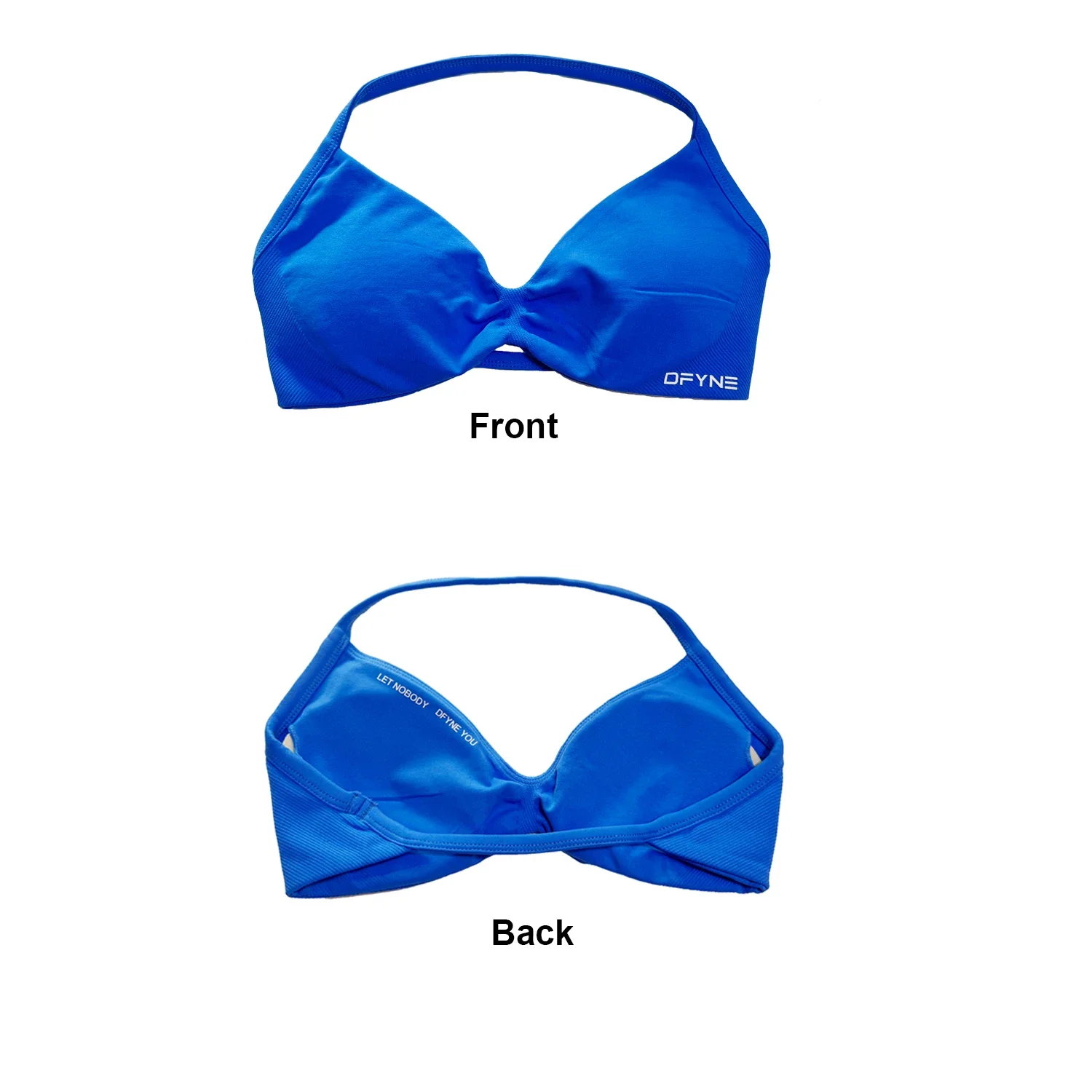 Dfyne impacto sutiã de tiras com logotipo sem costura halterneck yoga sutiã superior acolchoado ginásio colheita superior suporte leve halter sutiã esportivo