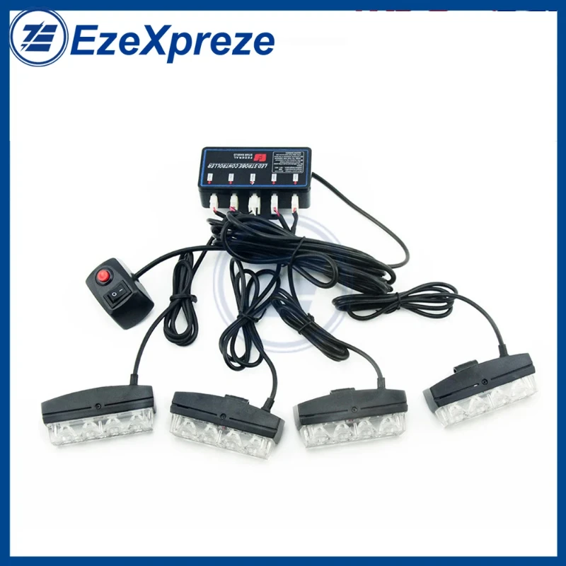 

LED Red/Blue Car Police Strobe Dash Emergency 16 Grille Flashing Warning Light Lamp Autoparts Accessories