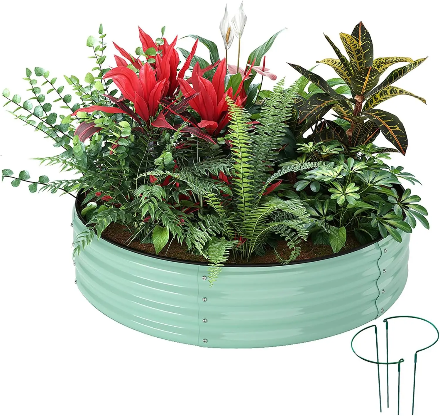 

Galvanized Metal Planter Round Raised Garden Bed Kit for Gardening Outdoor，2x2x1ft Grow Garden Box Raised Flower Bed，Round Galva