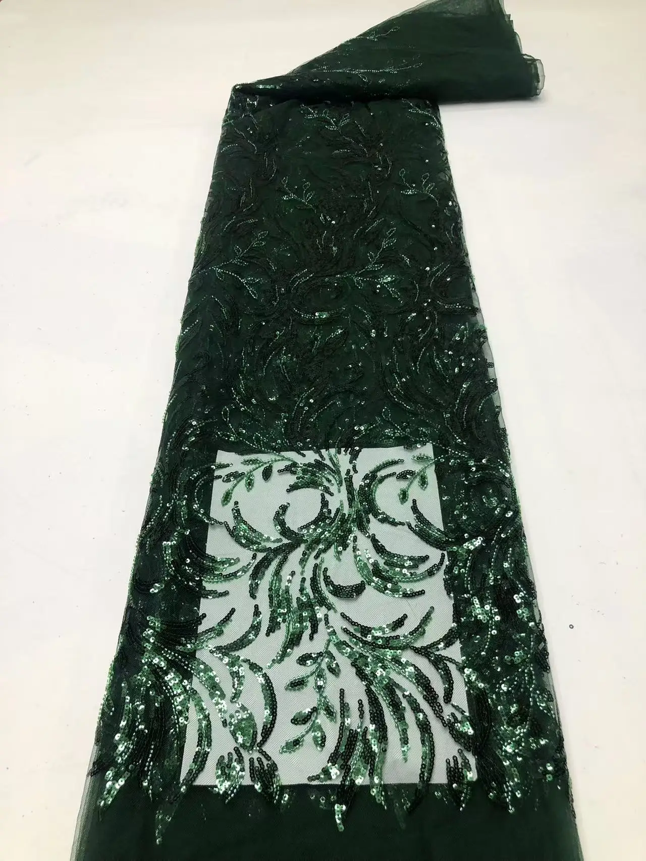 

Green African Net Sequined Lace Fabric 2026 Newest Luxury Nigerian Mesh Lace Fabric for Women Wedding Dresses Material Sewing
