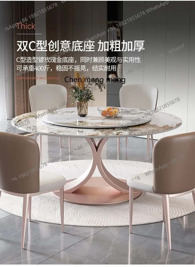 المبيعات الساخنة الراقية الخفيفة الفاخرة مشرق لوح الصخور طاولة طعام وكرسي مزيج المنزلية الحديثة طاولة طعام بسيطة مع تو #1