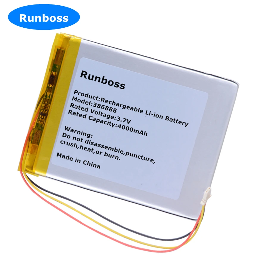 386888 3.7V 4000MAH Polymer Li-ion Battery for Book Buks James Cook Boox E-Book Onyx Darwin 3 Darwin 4 Darwin 6 Crema Soundup