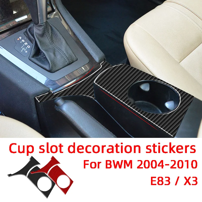 

Center Console Armrest Cup Slot Panel Decoration Patch Carbon Fiber Car Stickers For BMW 2004-2010 X3 E83 Interior Accessories