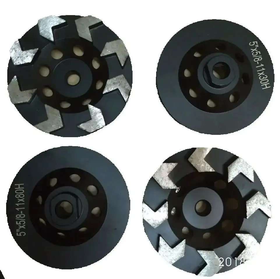 [M14 5/8''-11 Thread] 1pc 5'' Diamond Arrow tooth cup wheel floor grinding cup Wheels 125mm Concrete grind polishing discs