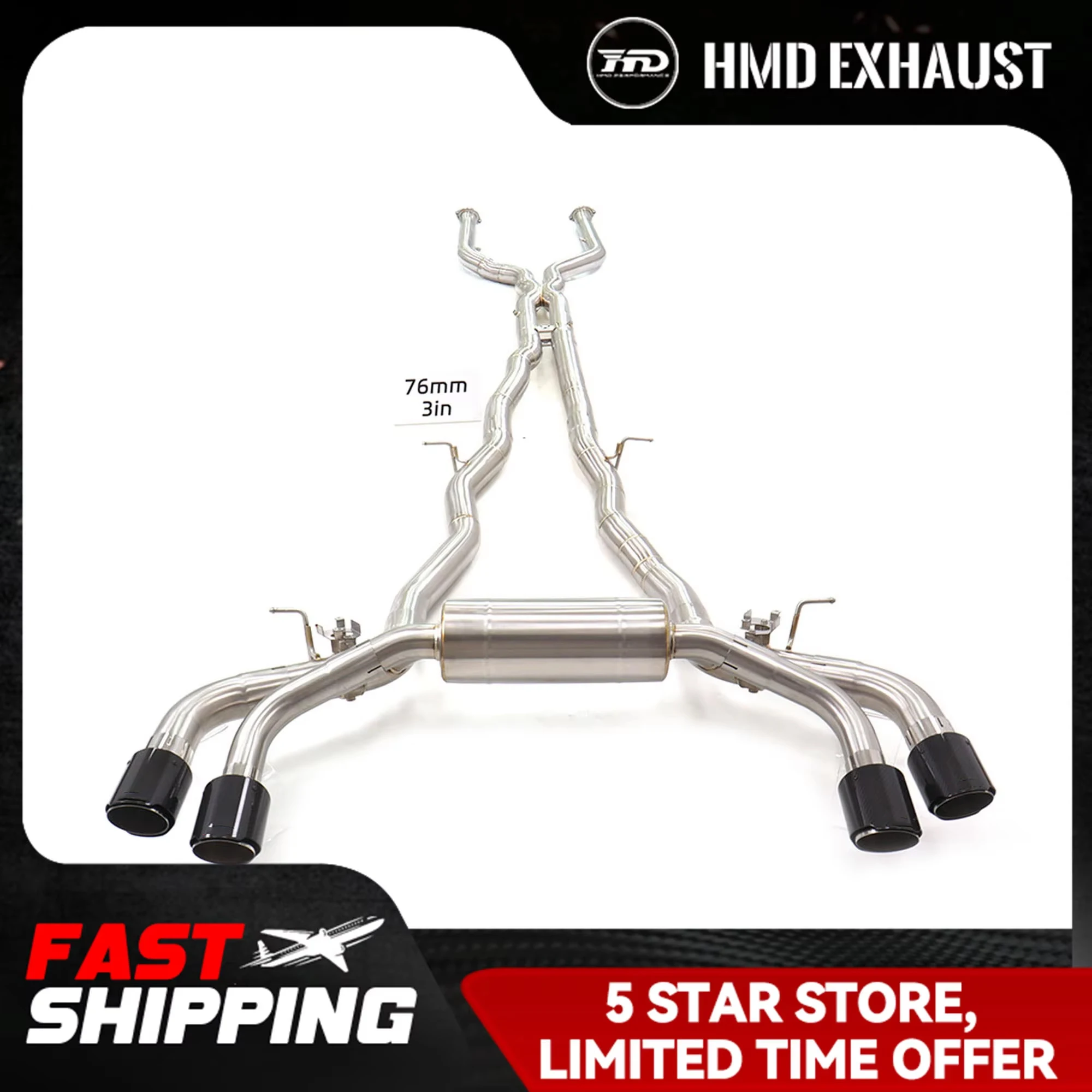 

Выхлопная система HMD из нержавеющей стали с высокой пропускной способностью Catback для BMW M5 G90 4.4T шокирующая цена с клапаном OEM