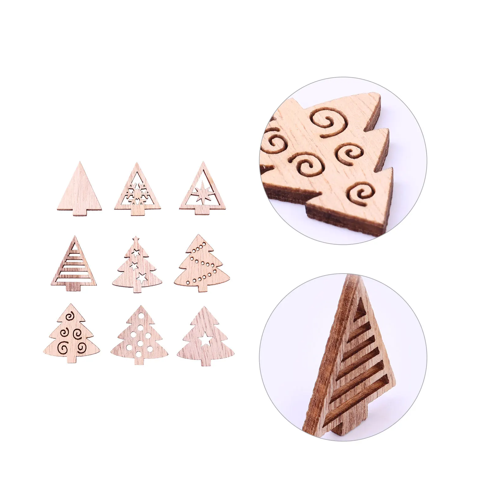 

Laser Small Ornaments DIY Accessories Decoration Carved Wooden Chips Christmas Tree Pendants