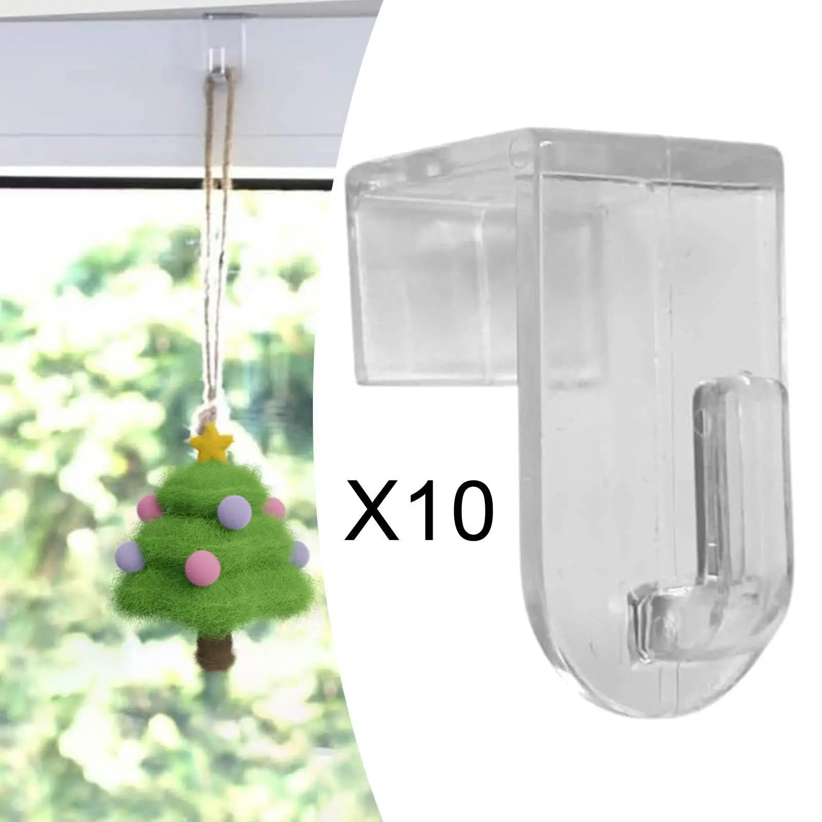 

10Pcs Window Hooks Heavy Duty Home Storage Hooks Sturdy Multipurpose Utility Hooks Transparent for Window Frame Interior Doors