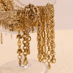 E.B.belle Waterproof Single Paper Clip Chain Bowknot Chain Heart Chain anklets for women Gold Plated Silver Color Jewelry
