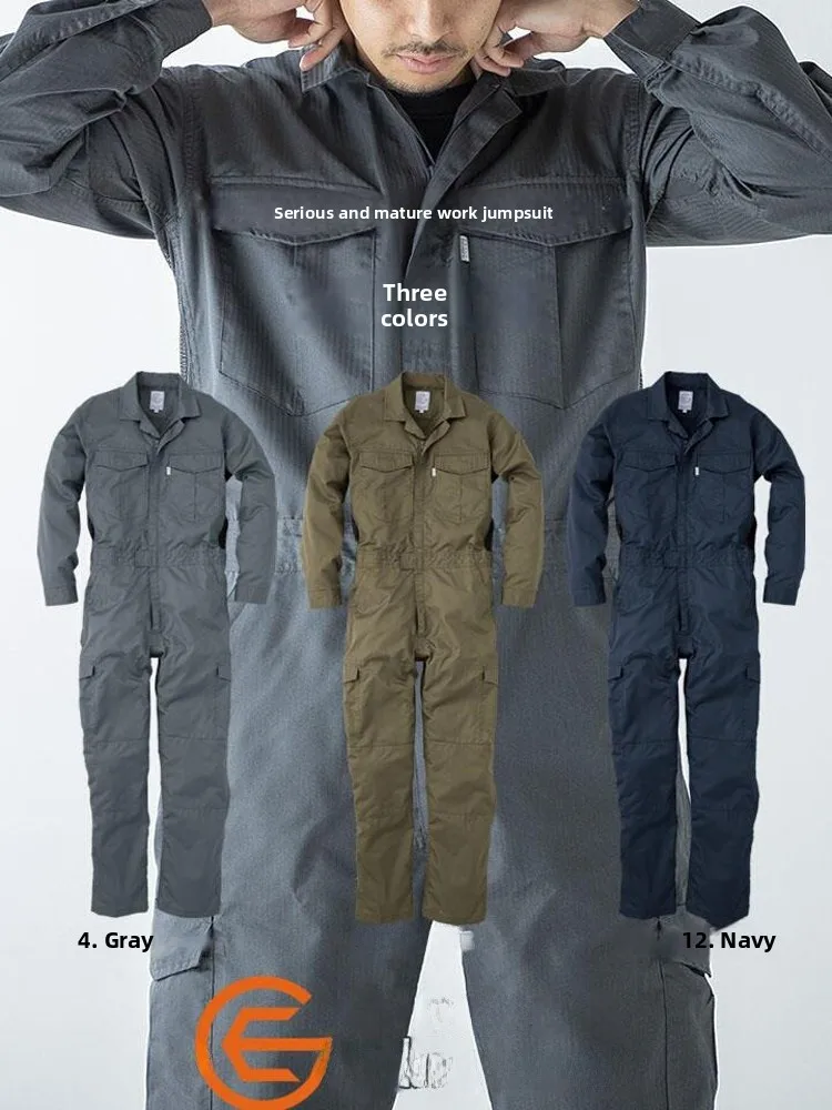 

Spring Summer adow Stripe Long Sve One-Piece Suit Men Women Thin Breathable Workwear Cotton Polyester Fac Workop