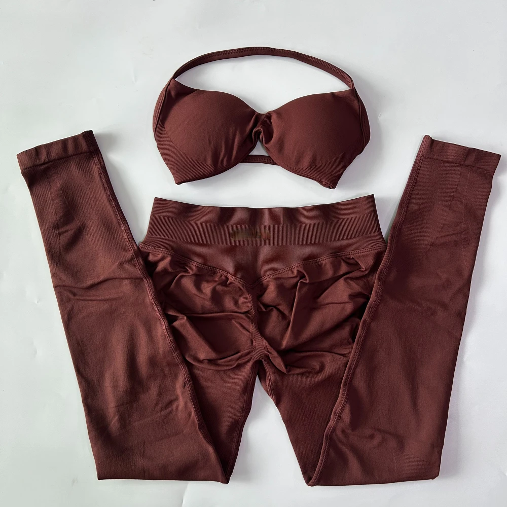 Pericic 2-teiliges Set für Damen, Trägerloses Yoga-BH-Sporttop, Workout-Leggings-Set, Nahtloses Gym-Set, Fitnesskleidung, Activewear – Detail 19