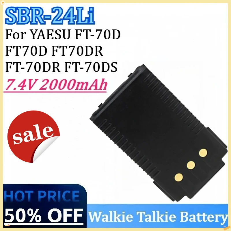 

New SBR-24Li 7.4V 2000mAh High Quality Walkie Talkie Battery for YAESU FT-70D FT-70DS FT70D FT-70DR FT70DR Rechargeable Battery
