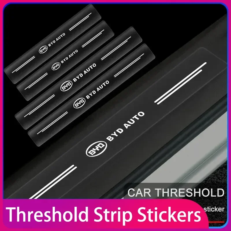 

4pcs Carbon Fiber Car Sticker Auto Door Threshold Scratch Waterproof for BYD F3 F0 S6 S7 E5 E6 Car Decoration Accessories
