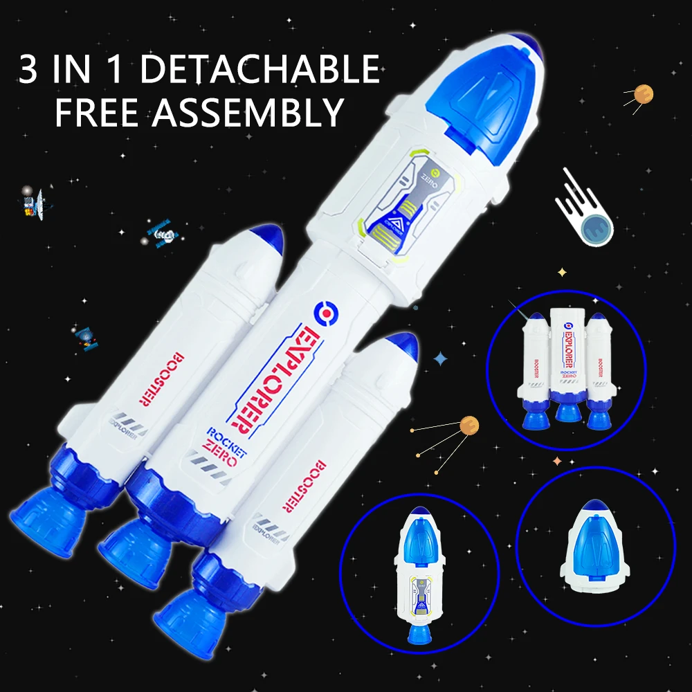 Science Space Capsule Aerospace Family Playset Launchpad Satellite With Lights And Blast Off Sound Effects Boy Rocket Toys Gift