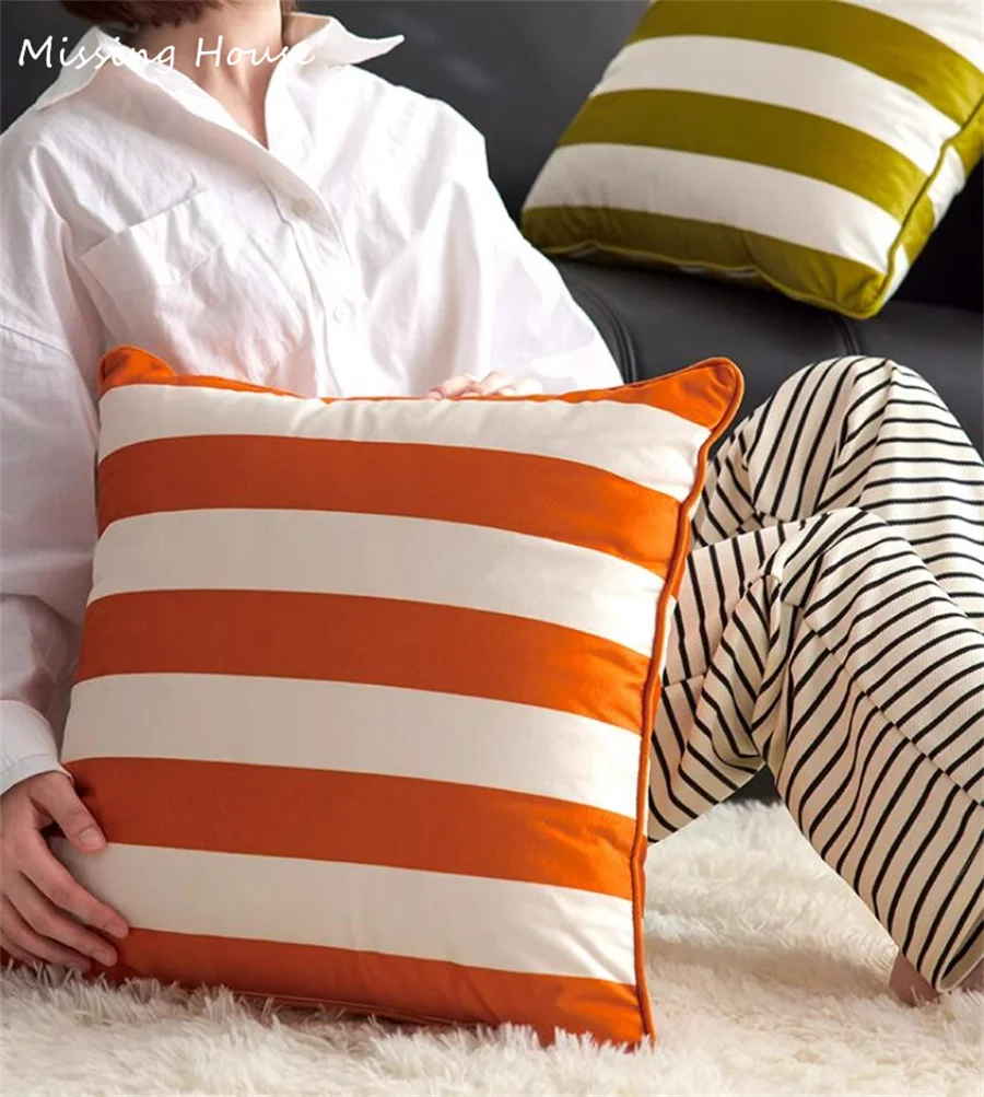 Suger Stripe Dopamine Colors Velvet Pillowcase Back Cushion Cover Sofa Home Decor Kids Child Creativity Gift
