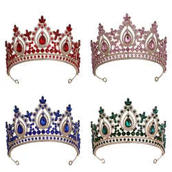 DIEZI barocco elegante verde rosso rosa blu viola corona di cristallo per le donne ragazze matrimonio Luxury Princess Tiara Party Hair Jewelry