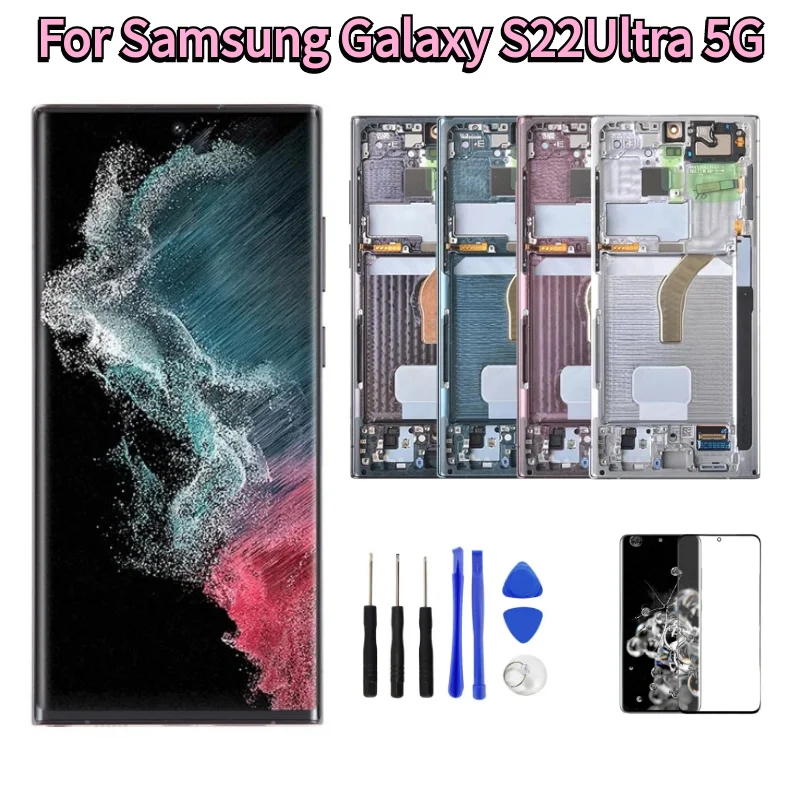 S22U LCD Screen For Samsung Galaxy S22 Ultra 5G Display S908U/U1 S908B/N Touch Screen Digitizer For S22u Screen Replacement LCD